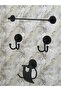 Stainless Black Long Towel Holder / Narrow Cover Toilet Napkin Holder / Fork Bathrobe Bathroom Accessory Set