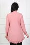 Women's Pink Front Scarf Detail Dubai Fabric Large Size Shirt - 3