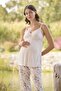Monamise Women's Floral Patterned Lace Maternity 3-Piece Pajamas Set 24076 - 6