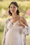 Monamise Women's Floral Patterned Lace Maternity 3-Piece Pajamas Set 24076 - 4