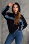 Women's Denim Detailed Hooded Sweatshirt - 3