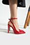 10.5 cm red ankle strap stletto heels 2191 - 3
