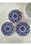 3 Pieces 9 cm Tile Patterned Ceramic Coasters - 4