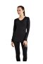 1257 Black Unisex Long Sleeve V-Neck Thermal Top