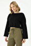Women's Black Top Crop Sweatshirt - 3