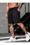 Men's Black Regular Fit Pocket Shorts Large Size Combed Fabric