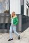 Green Padded Buttoned Tweed Blazer Jacket - 3