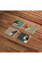 Illustration Cat, Colorful Cat Themed Stone Coasters Natural Stone Travertine Coasters Set of 4 - 4