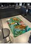 Multicolored Toucan Bird Tree and Monkey Patterned Modern Decorative Carpet 3562 - 3