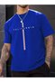 California Printed Crew Neck Cobalt Blue Oversize T-Shirt