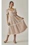 MUSLIN WATERMELON SLEEVE MIDI SIZE SCURFED DRESS - 4