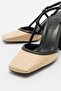 RIVIE Black Straw Women's Blunt Toe Thick Heeled Shoes - 5