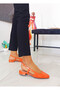 Orange Patent Patent leather Low Heel Strappy Women's Ballet Flats Flats - 3
