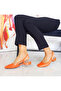 Orange Patent Patent leather Low Heel Strappy Women's Ballet Flats Flats - 5