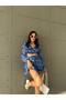 Blue Crop Chiffon Set - Layered Skirt and Chest Cut - 2