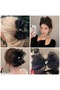 Imported Luxury Large Big Giant Organza Tulle Bow Feathered Rhinestone Clothespin Clip Buckle Black