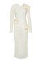 Limited Edition Ecru Midi Knitwear Rose Embroidery Detailed Openwork Unlined Dress TWOSS24EL00453 - 7