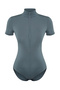 Open Anthracite Zippered Stand-Up Collar Zippered Short Sleeved Flexible Snap Fastener Knitted Body TWOAW21BD0009 - 7