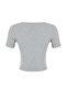 Gray Melange Patchwork Crop Pool Neck Ribbed Stretchy Knitted Blouse TWOSS24BZ00364 - 8