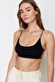 Siyah Seamless/Dikişsiz İp Askılı Sırt Detaylı Balensiz Kapsız Bralette Örme Sütyen THMAW23SU00130 - 7