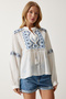 Women's White Embroidered Woven Blouse ES00162 - 2