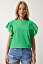Women's Green Scalloped Knitted Blouse BF00093 - 2