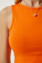 Women's Orange Halter Neck Crop Knitted Blouse OW00039 - 3