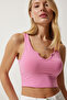 Women's Pink Strappy Crop Knitted Blouse OW00030