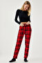 Women's Red Patterned Soft Textured Knitted Pajama Bottoms CE00089 - 5