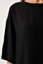 Women's Black Crew Neck Flowing Viscose Blouse RC00152 - 4