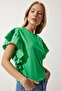 Women's Green Scalloped Knitted Blouse BF00093 - 3