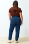 Mavi Yüksek Bel Beli Lastikli %100 Non-Stretch Pamuk Büyük Beden Mom Jeans TBBAW23JE00002 - 16