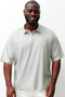 Premium Large Size Stone Oversize Textured Ottoman Polo Neck T-Shirt Tmnss24Bf00047