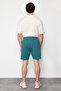 Emerald Green Regular Cut Textured 100% Cotton Shorts Tmnss24Sr00022 - 6
