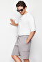 Gray Oversize/Wide Cut Hidden Cord Elastic Waist Cargo Pocket Label Shorts Tmnss24Sr00018 - 3
