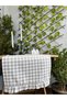 Roza Stain-Resistant, Water-Repellent, Vintage Ruffled Gingham Gray Runner