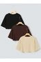 Women's Printed Set of 3 100% Cotton Crop T-shirt - 2