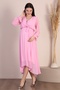 Maternity Double Breasted Collar Belted Chiffon Dress Trend Wedding Engagement Henna Pink - 7