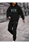 Unisex Red Kangaroo Pocket Long Long Sleeve Tracksuit Set