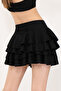 Women's Black Quadra Frilly Mini Skirt - 6