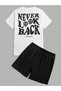Unisex Back Printed T-Shirt Shorts Set - Crew Neck T-shirt Drawstring Shorts