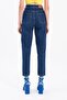 Tonniyy Ramrod Dark Blue Lycra Mom Fit Zippered Jean Trousers - 3