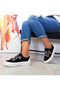 Black Stone Flat Sole Women's Denim Sneakers, Sizes 36-37-38-39-40