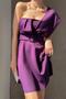 New Season Belted Women's Stretchy Diving Fabric One Shoulder Design Mini Dress 582093 691 - 2