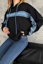 Women's Denim Detailed Hooded Sweatshirt - 5