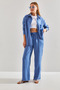 Women's Indigo Elastic Waist Pants and Top Set 60111075 - 3
