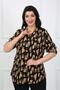 Women's Tan Patterned Cotton Viscose Large Size Shirt