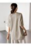 Women's Beige Thousand Printed Oversize T-shirt - 3