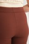 Curve Large Size Ribbed Spanish Leg High Waist Recovery Brown Leggings - 5