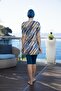 Women's Boneli Half Sleeve Patterned Tights Swimsuit Petrol - 2